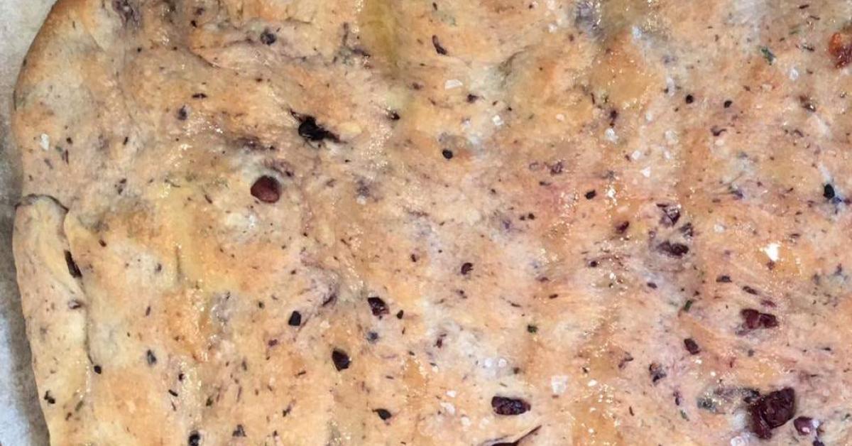 Garlic, Rosemary, Olive Focaccia Bread by LiveClean. A Thermomix