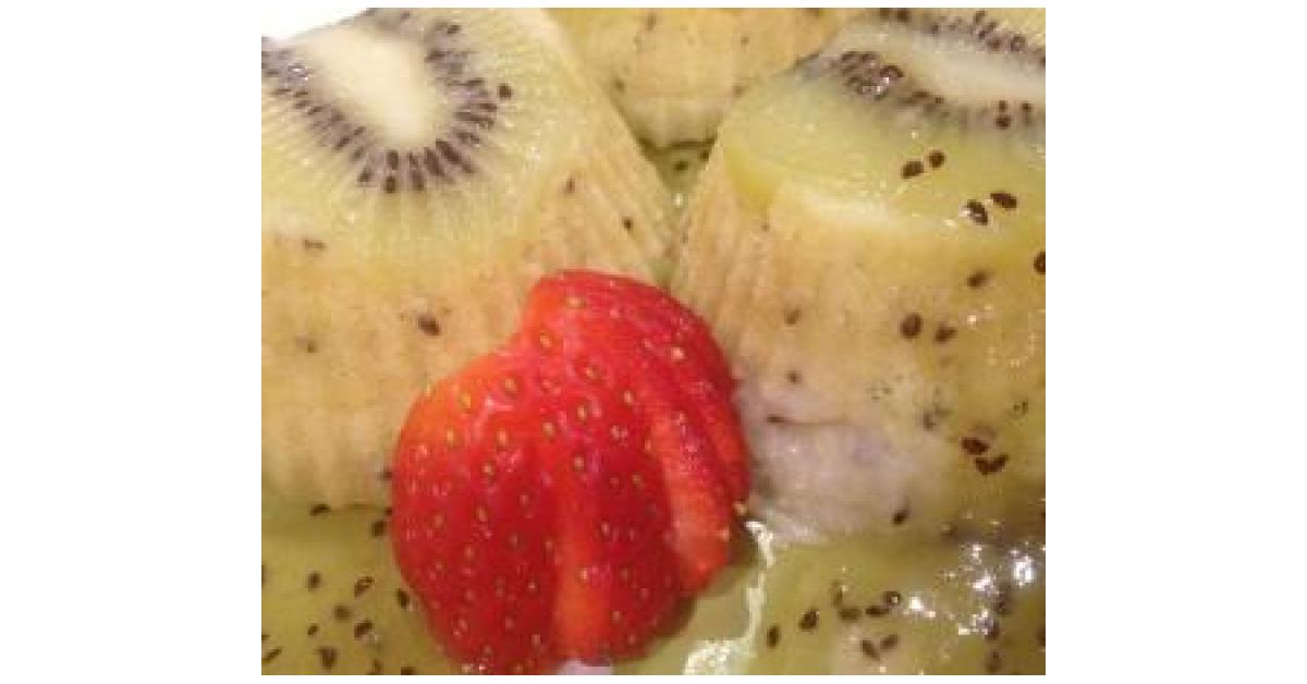 Steamed Kiwi Puddings with Kiwi Glaze by goaheadmakemylunch. A