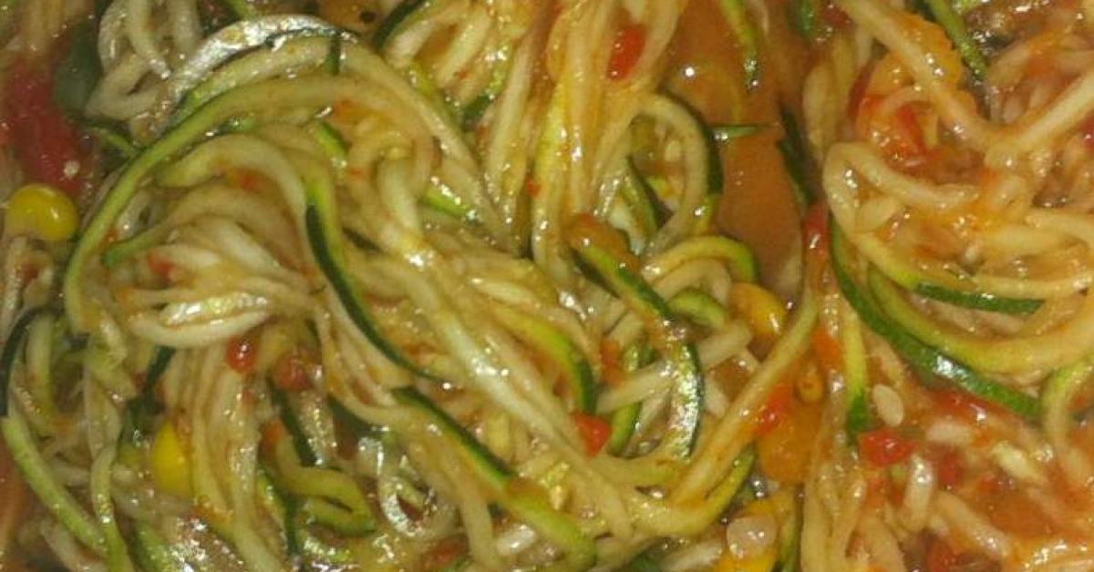 Zucchini Pasta with Charred Capsicum by Fiona's Farm. A Thermomix