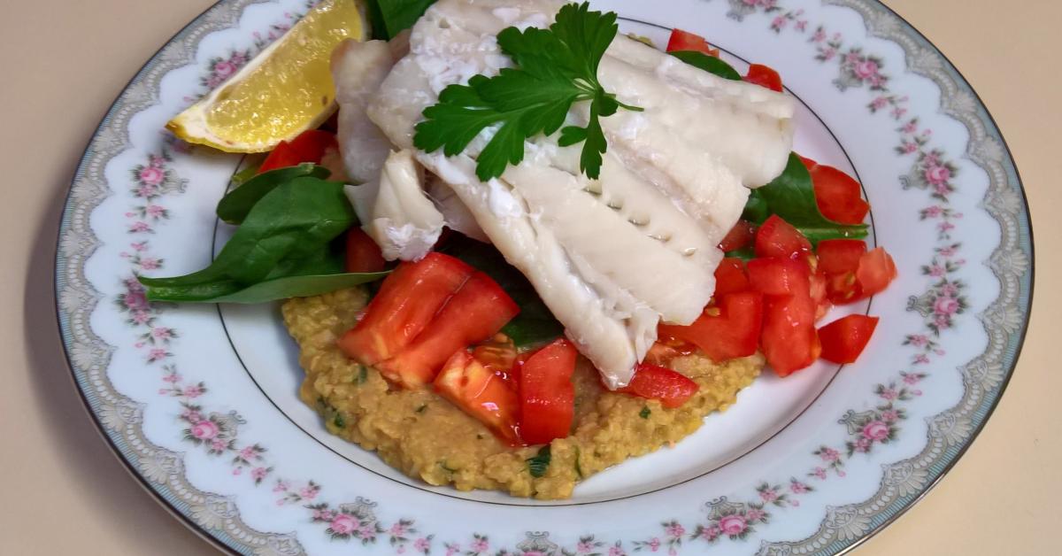 Steamed fish with cumin chickpea puree by vintage65. A Thermomix