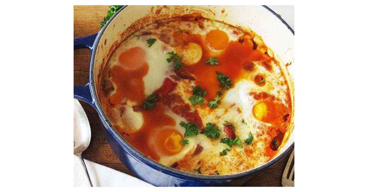 BAKED EGGS, CHORIZO & CANNELLINI BEANS by on