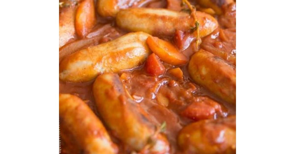 Variation Devilled Sausages with Mashed Potatoes by Densta. A Thermomix