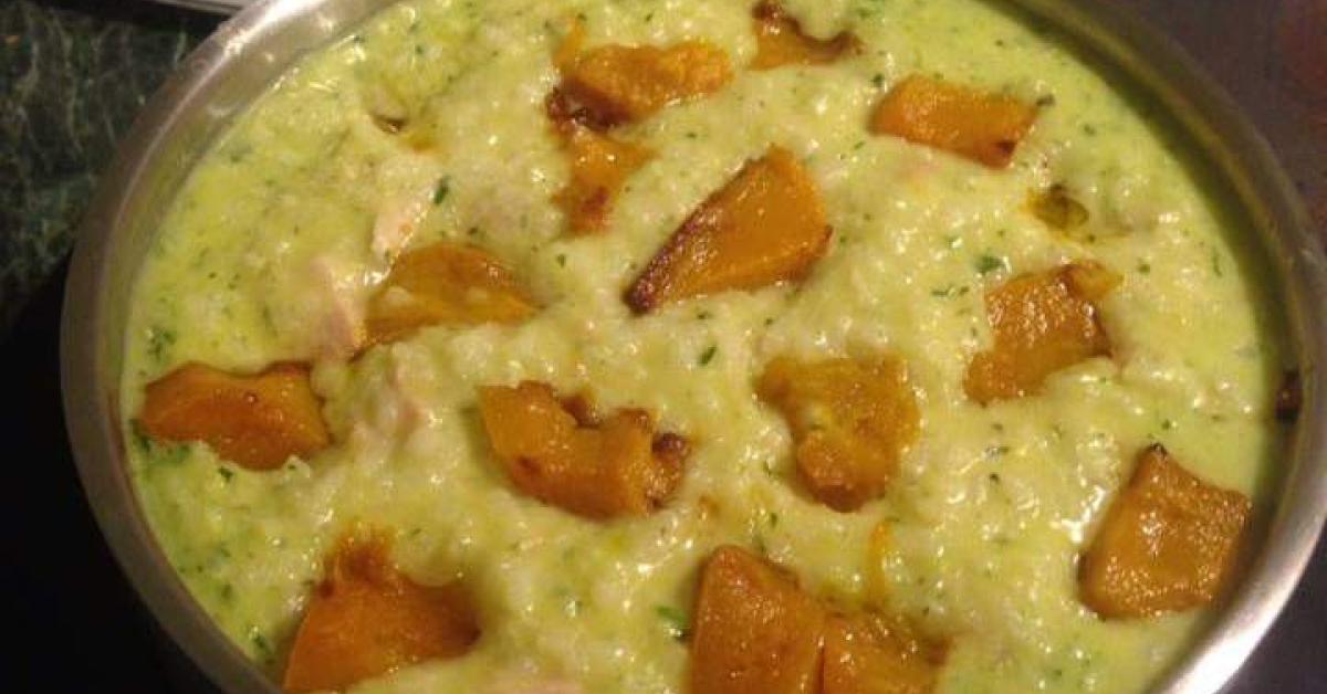 creamy pesto chicken and pumpkin risotto by mistyjo. A Thermomix