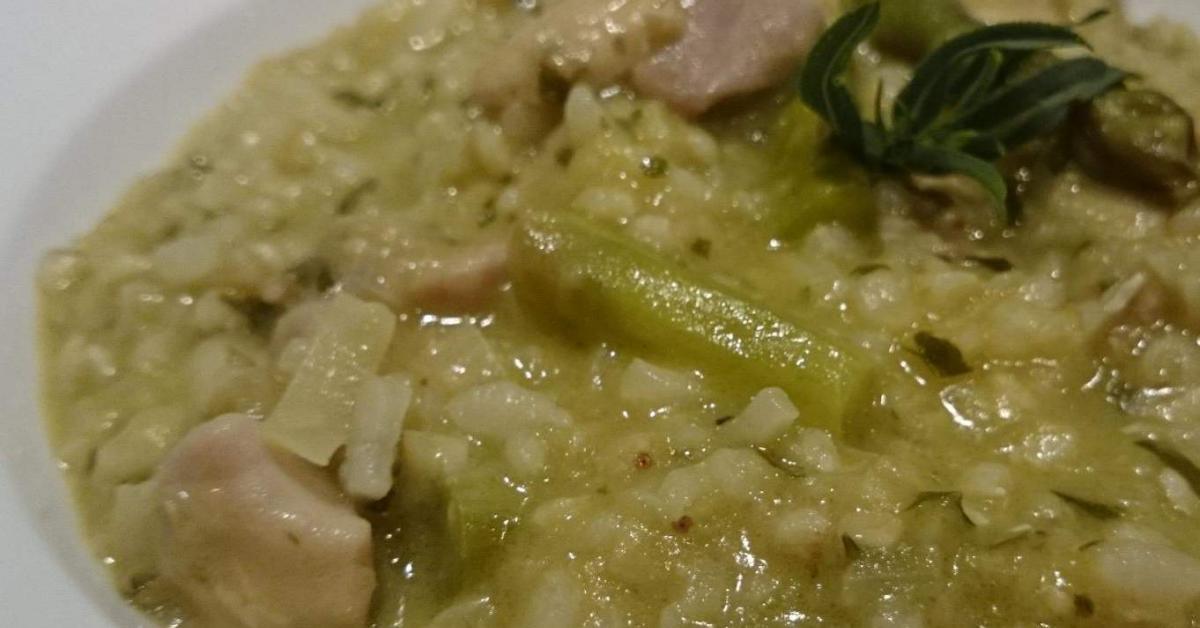 Buckwheat & Rice Risotto with Chicken & Asparagus by Paige. A Thermomix
