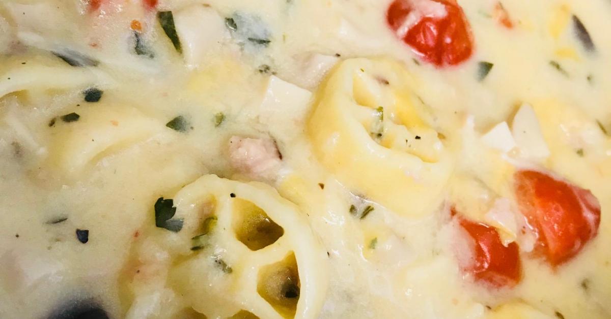 Bacon and mushroom pasta (light version made with milk not cream) by Chookybee. A Thermomix