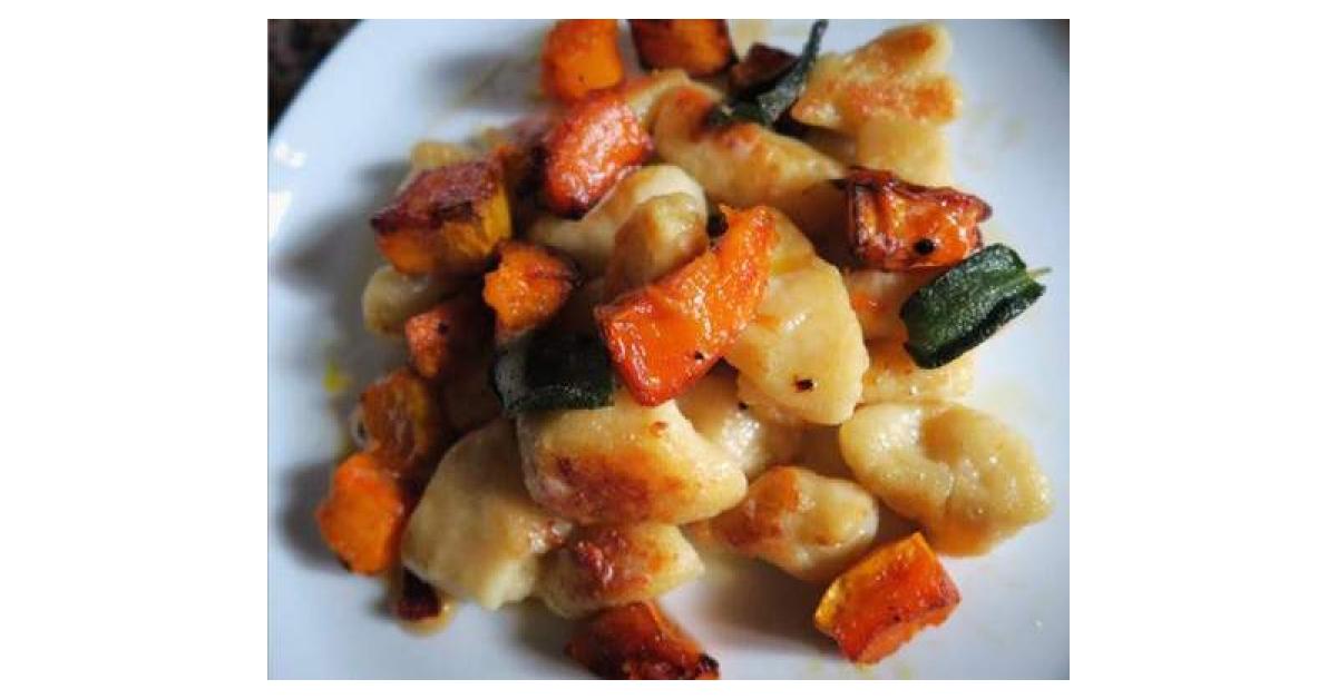 Pan fried gnocchi with roast pumpkin and a burnt sage butter by