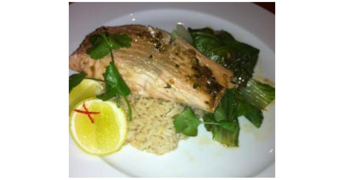 Ginger and Soy Glazed Salmon with Bok Choy and Coconut Rice by Natasha