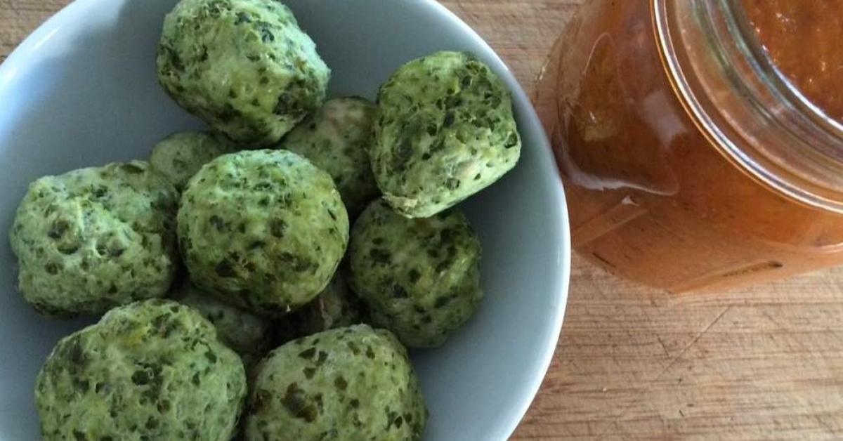 Chicken and Kale Meatballs with Tomato Sauce by Thelmas Kitchen. A