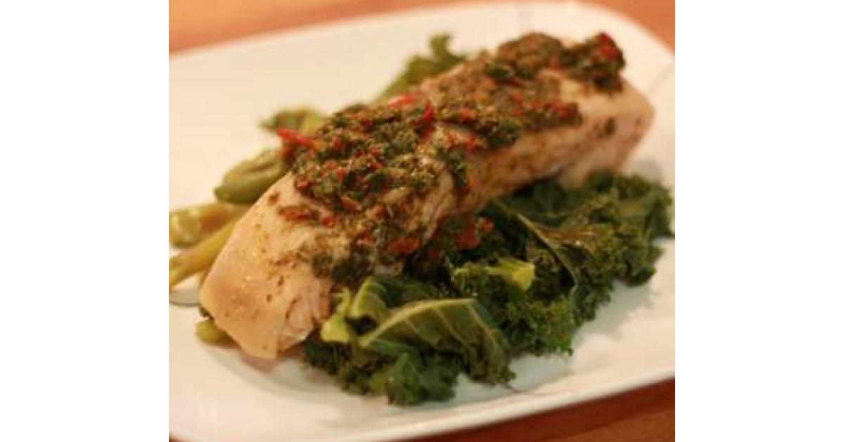 Steamed Salmon with Mint, Garlic, Basil and lemon by Mustard Keen. A Thermomix ® recipe in the