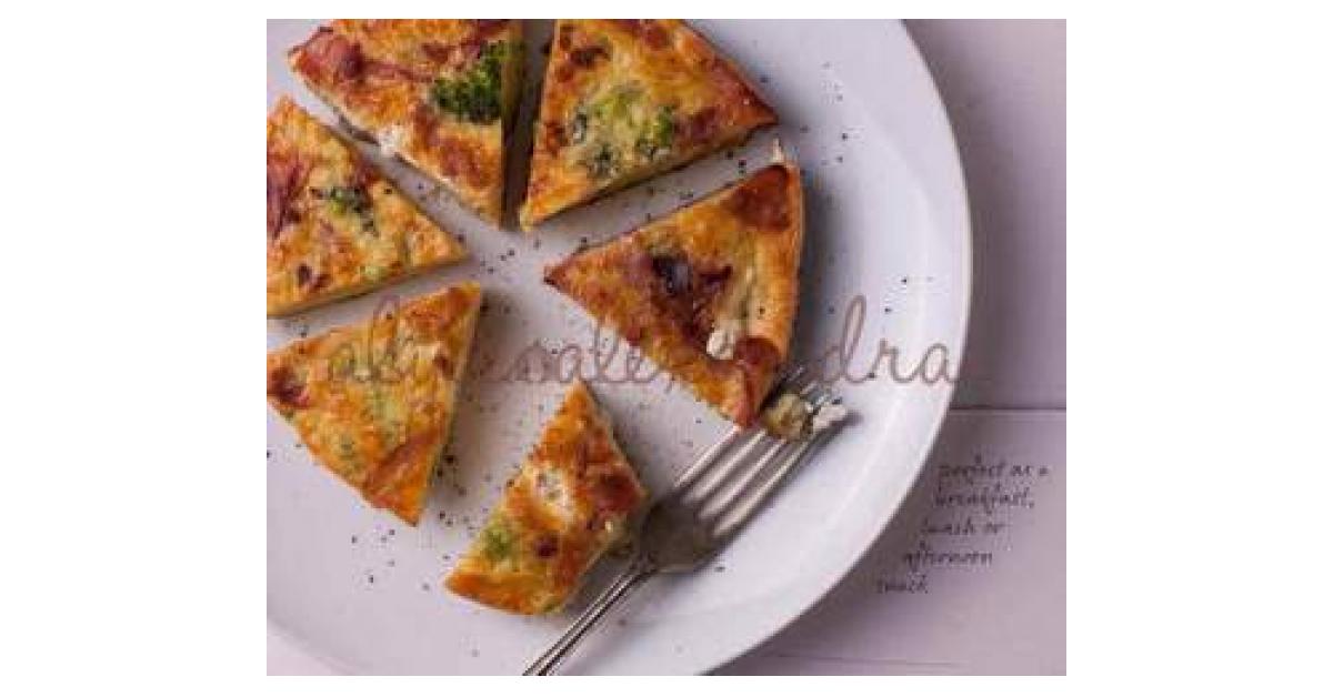 Broccoli & goat’s cheese frittata with pancetta by alycealexandra. A