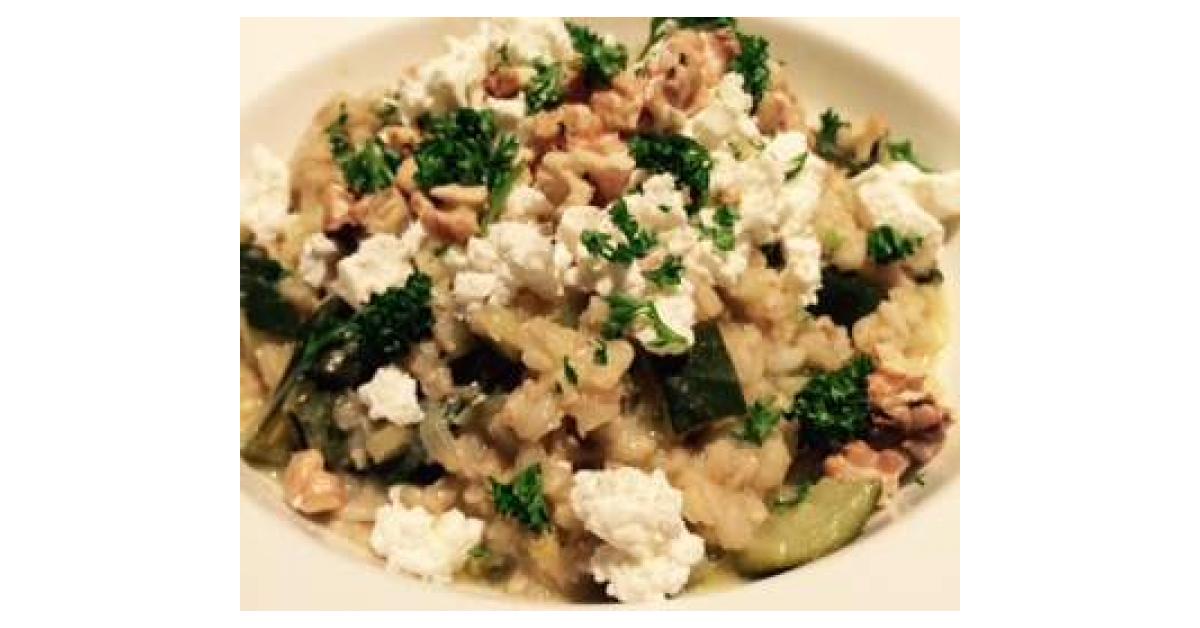 Barley Risotto with Zucchini, Walnuts and Feta by from a snug kitchen