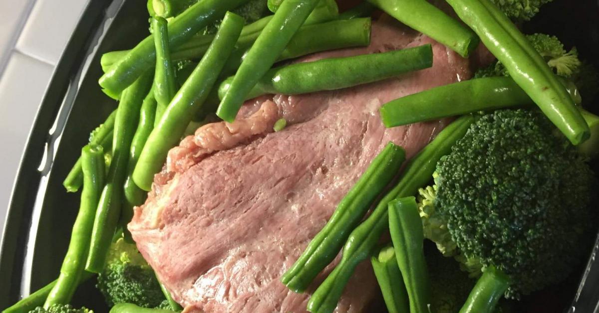 Silverside with mashed potato and veggies by emmydoo. A Thermomix