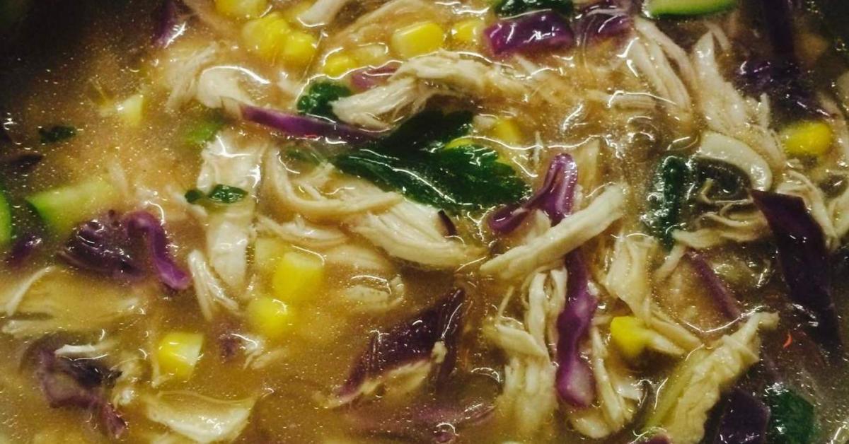 Steamed Whole Miso Chicken with soba noodle broth by Nicole Johnstone