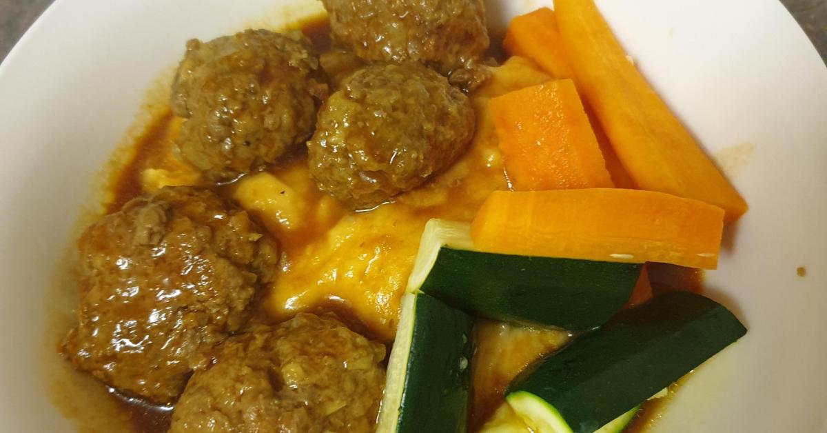 Variation All in One Honey Soy Beef Mince Meatballs dinner by